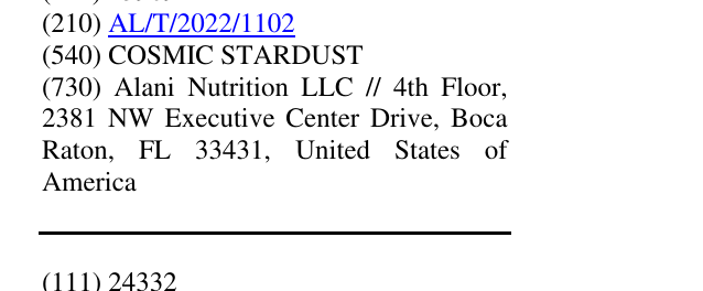 Zëri i markës COSMIC STARDUST në buletin