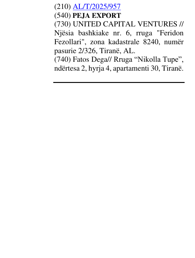 Zëri i markës PEJA EXPORT në buletin