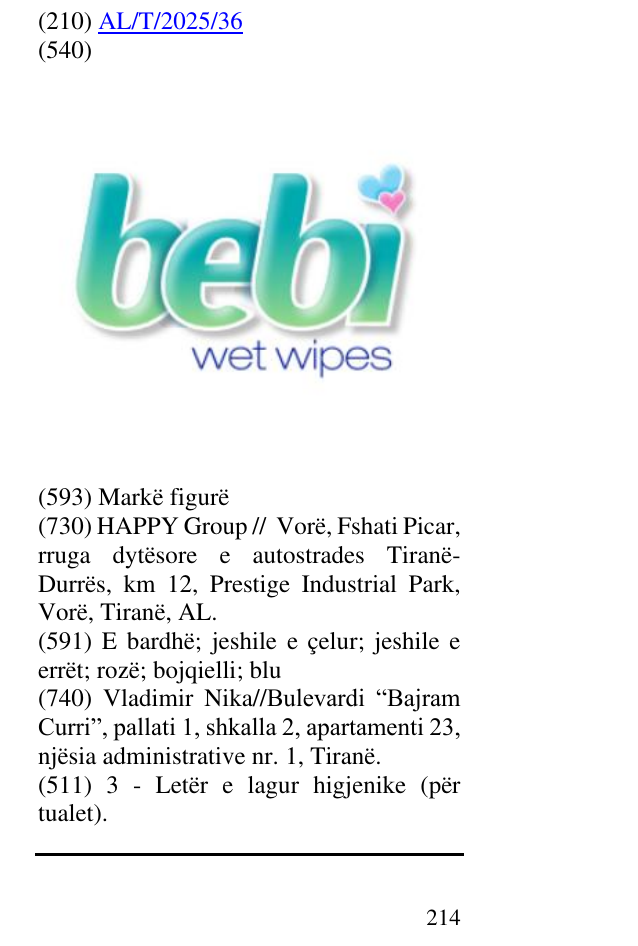 Zëri i markës bebi wet wipes në buletin