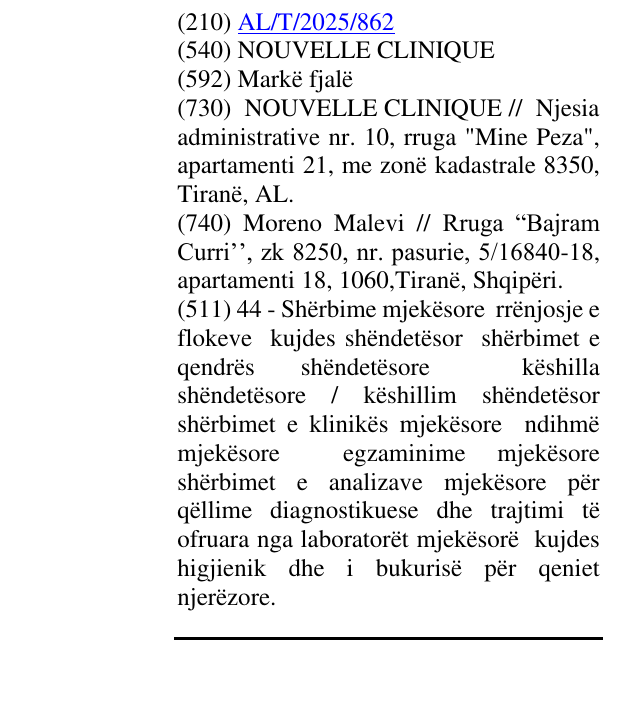 Zëri i markës NOUVELLE CLINIQUE në buletin