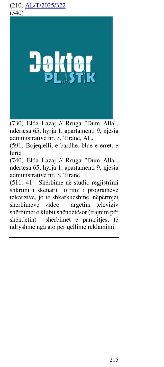Zëri i markës Doktor Plastik Vip në buletin