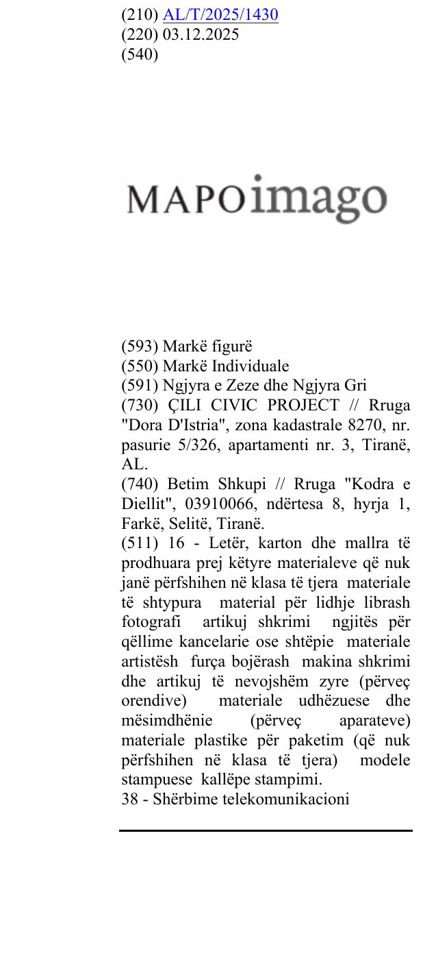Zëri i markës MAPO imago në buletin