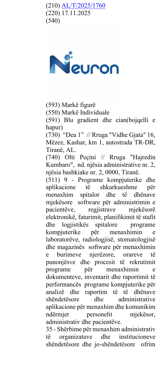 Zëri i markës Neuron në buletin