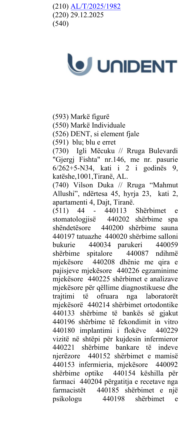 Zëri i markës DENT, si element fjale në buletin