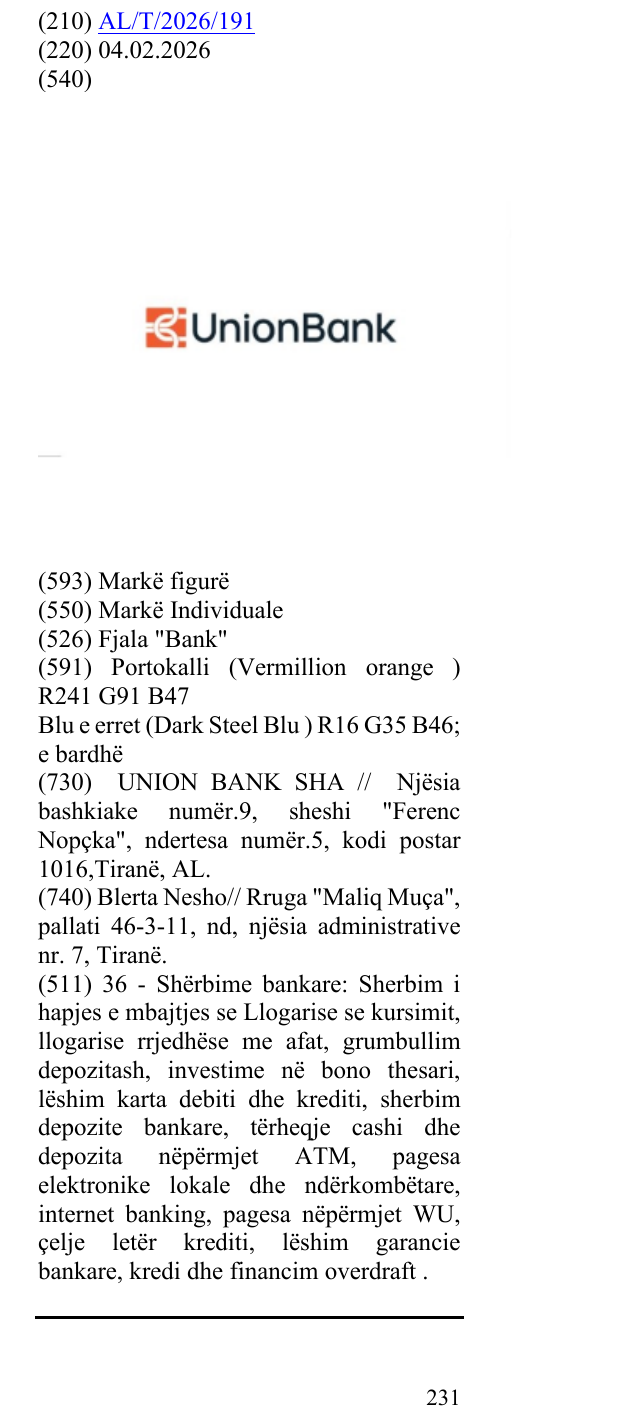 Zëri i markës Fjala "Bank" në buletin