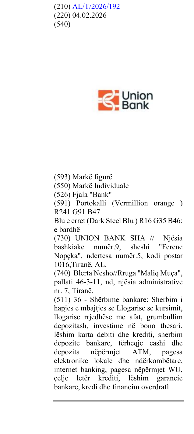 Zëri i markës Fjala "Bank" në buletin