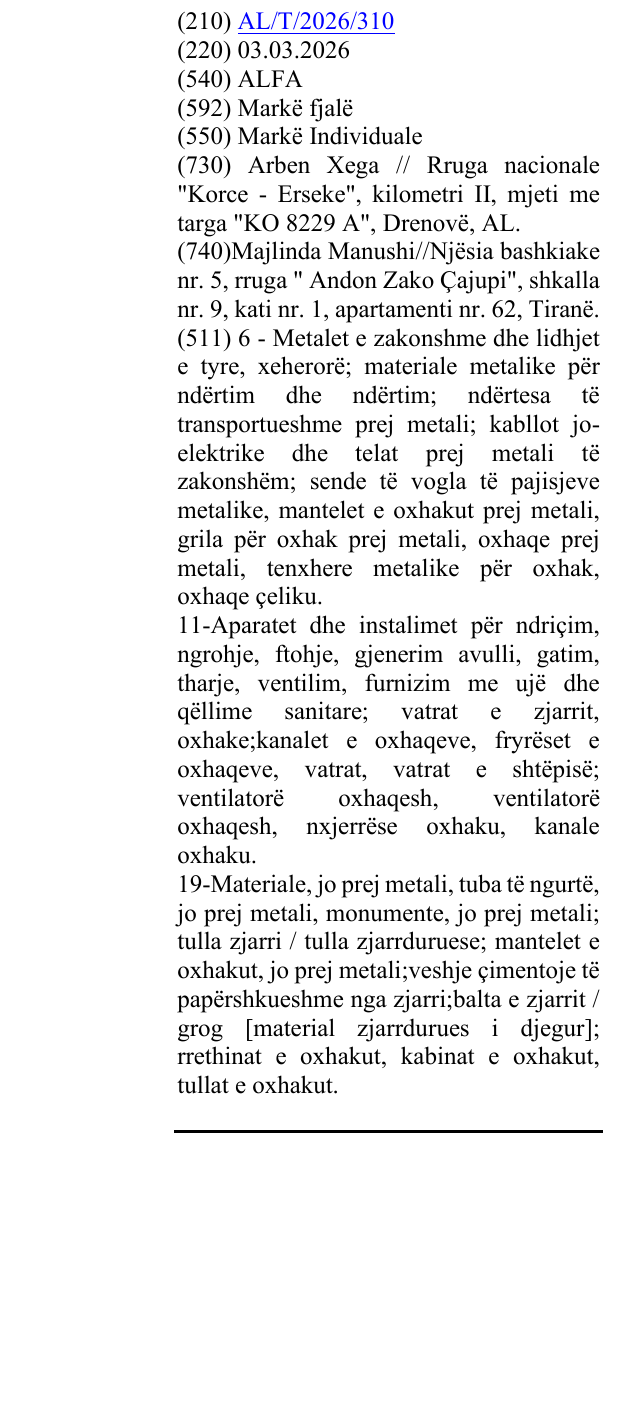 Zëri i markës ALFA në buletin