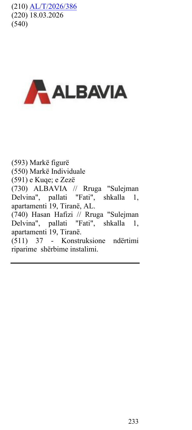Zëri i markës ALBAVIA në buletin