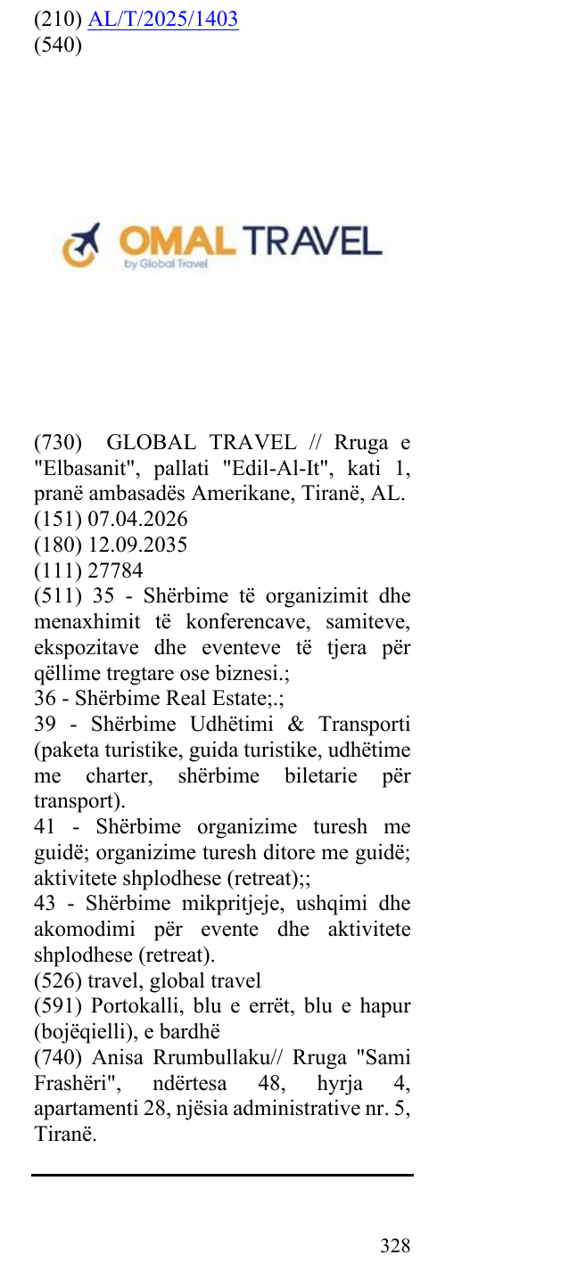 Zëri i markës travel, global travel në buletin
