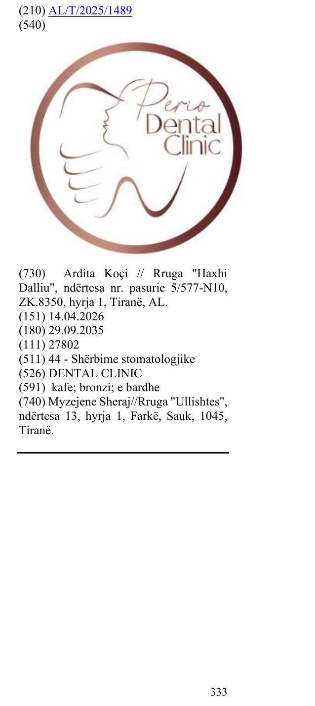 Zëri i markës DENTAL CLINIC në buletin