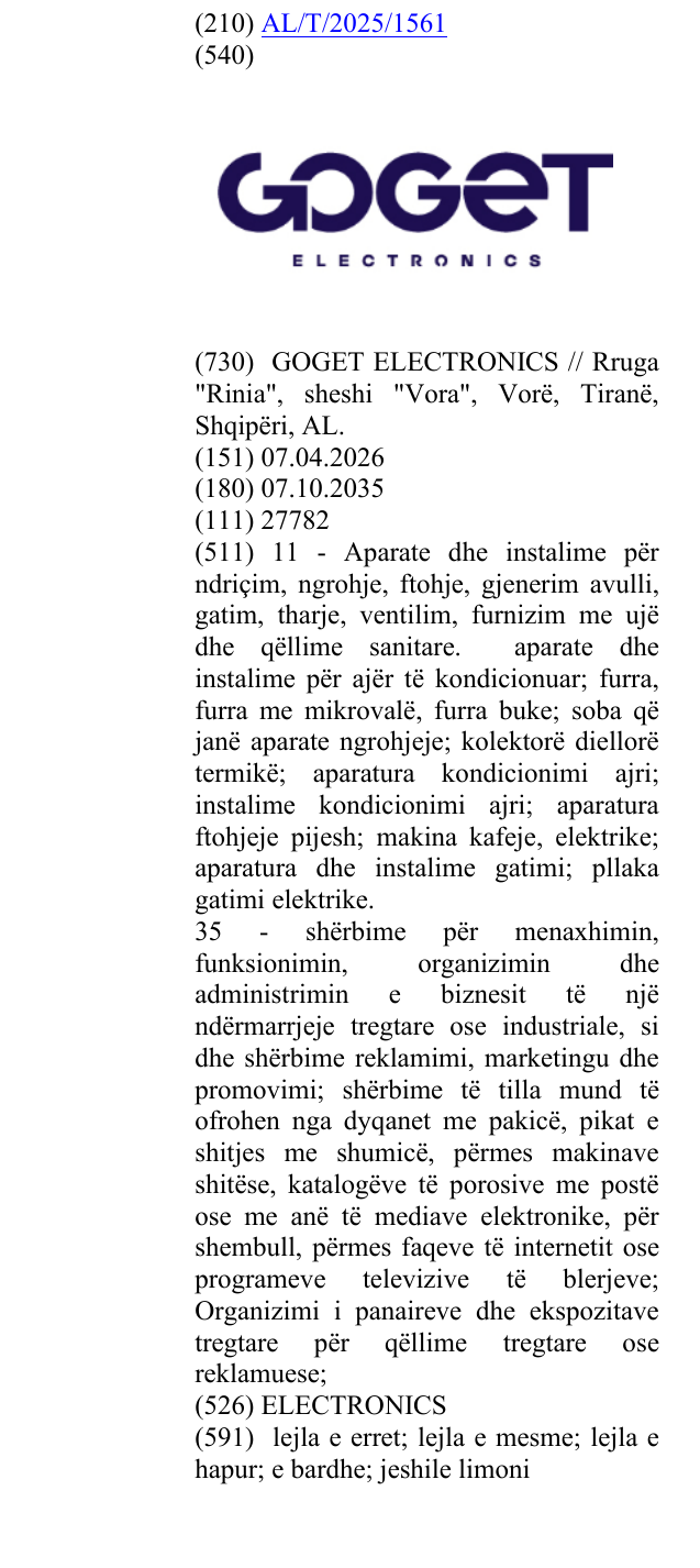 Zëri i markës ELECTRONICS në buletin