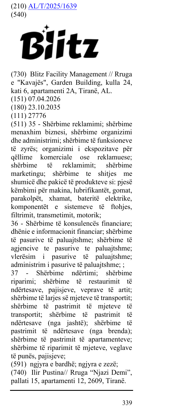Zëri i markës BLITZ në buletin
