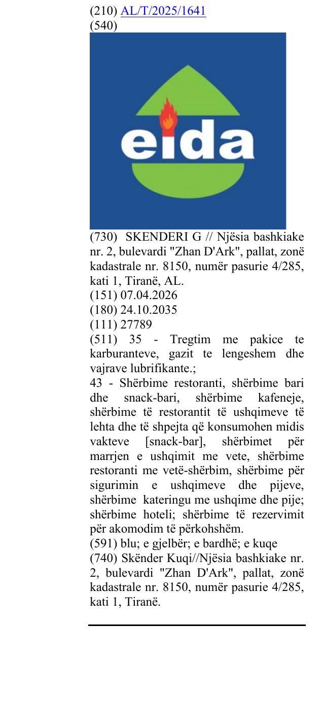 Zëri i markës eida në buletin