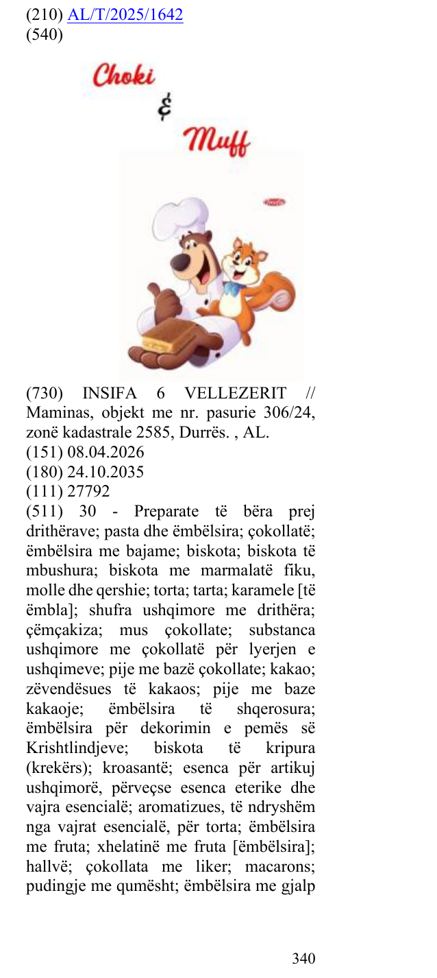 Zëri i markës CHOKI & MUFF në buletin