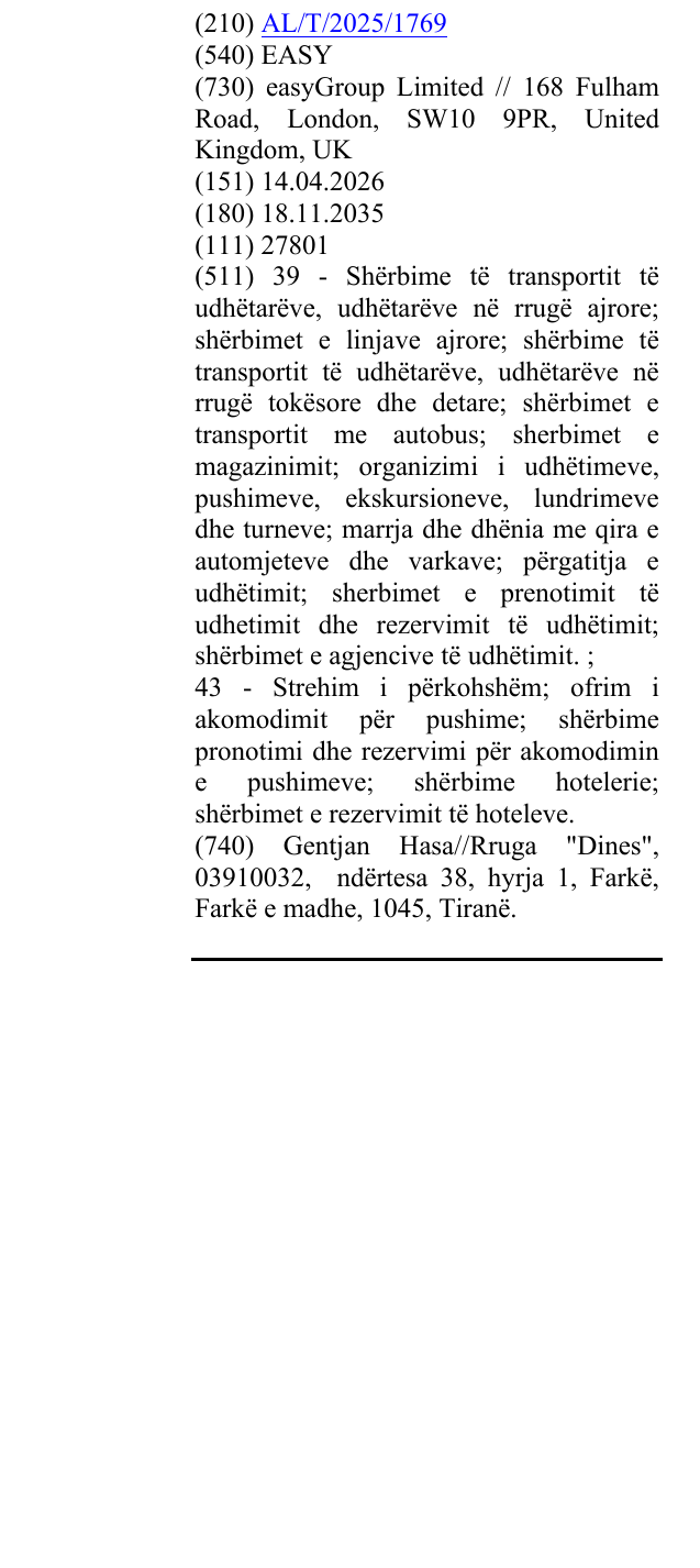 Zëri i markës EASY në buletin