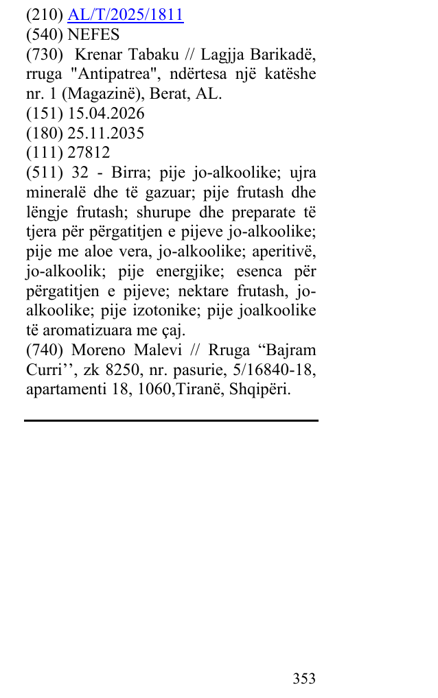 Zëri i markës NEFES në buletin