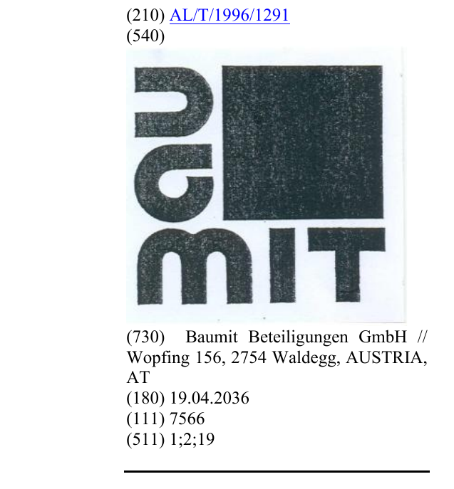 Zëri i markës BAUMIT në buletin
