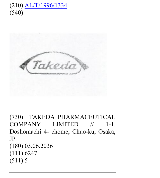 Zëri i markës TAKEDA në buletin