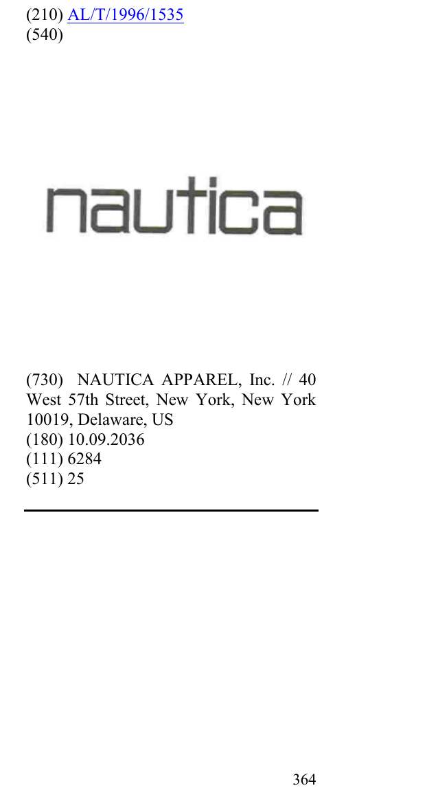 Zëri i markës NAUTICA në buletin