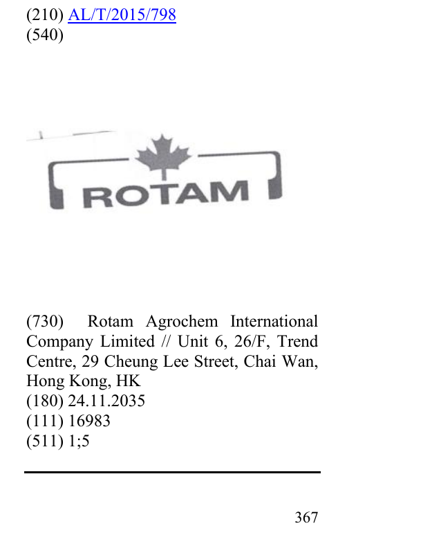 Zëri i markës Rotam në buletin