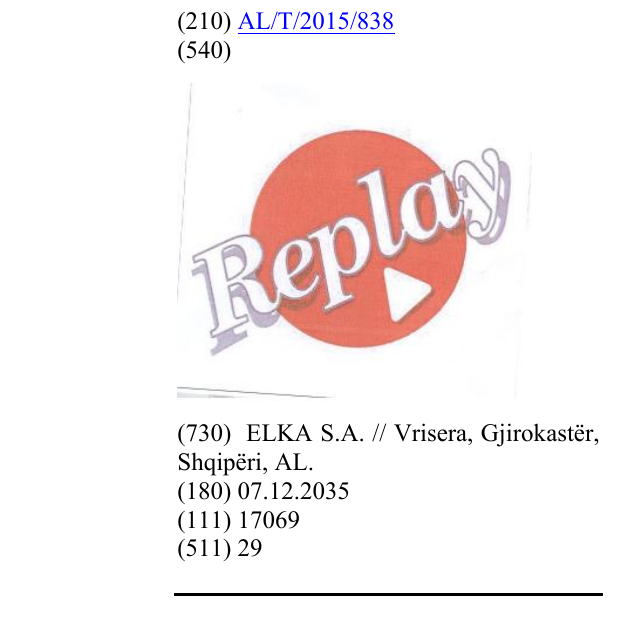 Zëri i markës Replay në buletin