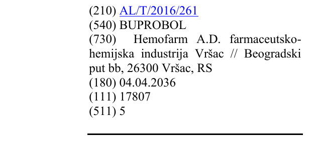 Zëri i markës BUPROBOL në buletin