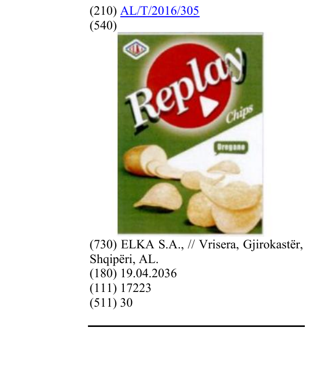 Zëri i markës REPLAY Oregano në buletin