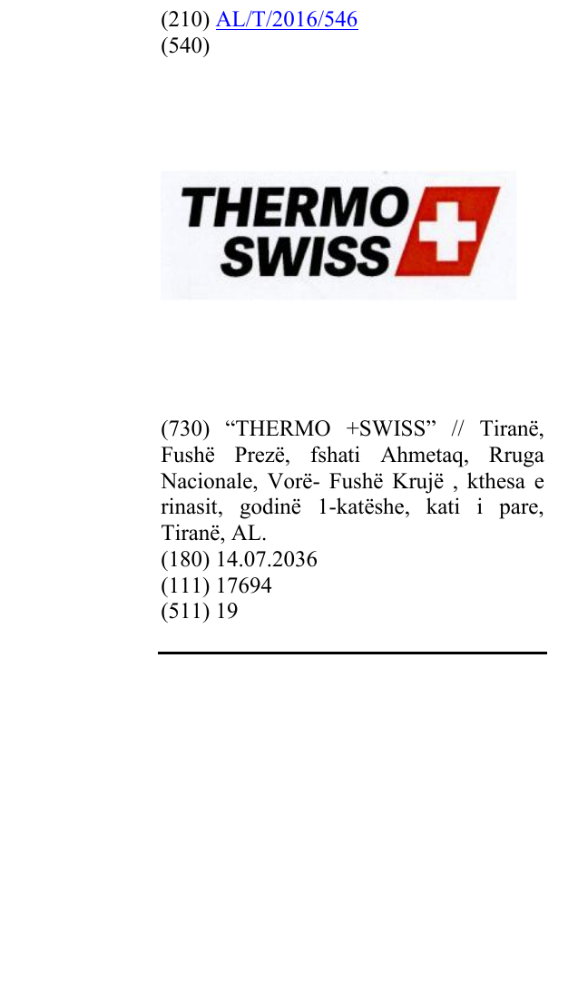 Zëri i markës Thermo Swiss në buletin