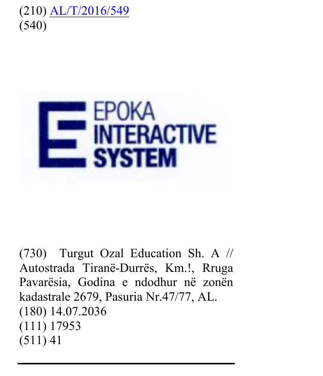 Zëri i markës EPOKA INTERACTIVE SYSTEM në buletin