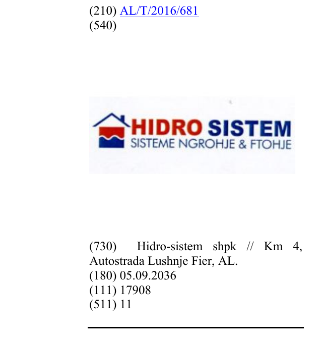 Zëri i markës HIDRO SISTEM në buletin
