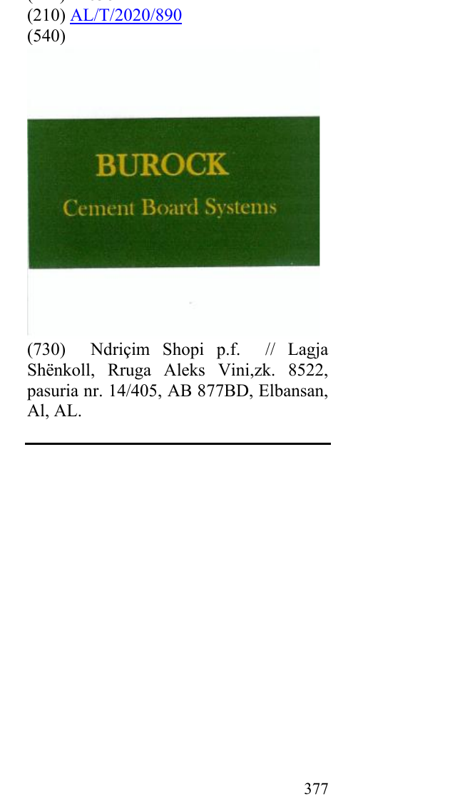 Zëri i markës BUROCK Cement Boards Systems në buletin
