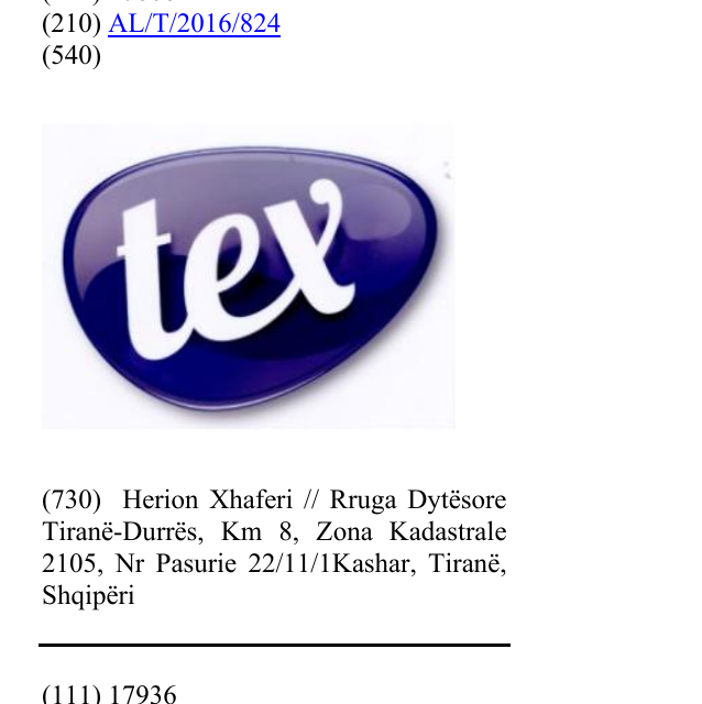 Zëri i markës TEX në buletin