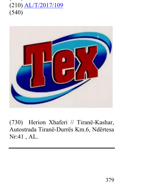 Zëri i markës TEX në buletin