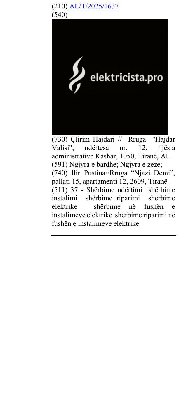 Zëri i markës elektricista.pro në buletin