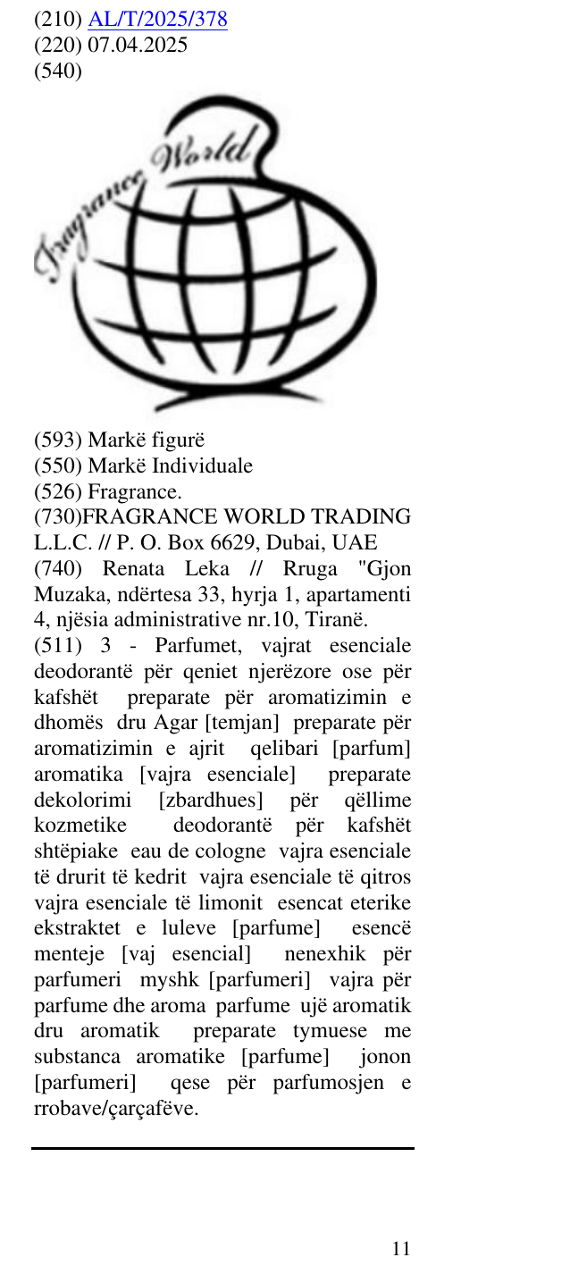 Zëri i markës Fragrance. në buletin