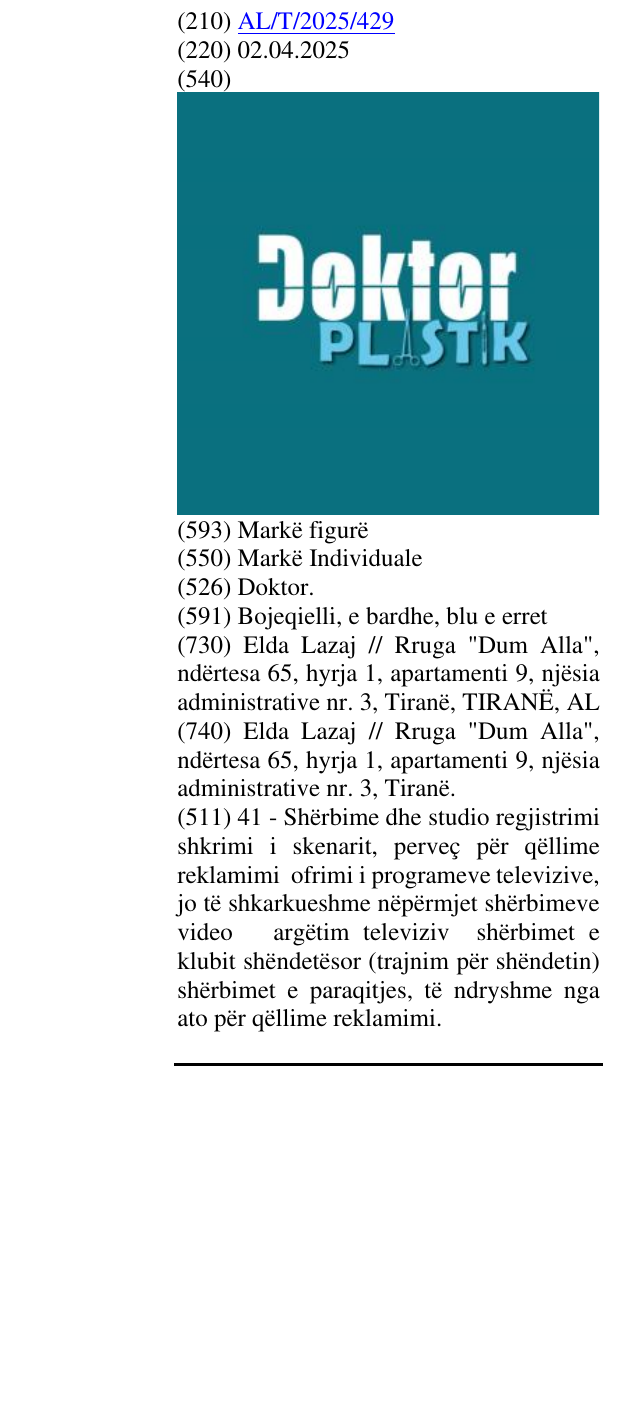 Zëri i markës Doktor. në buletin