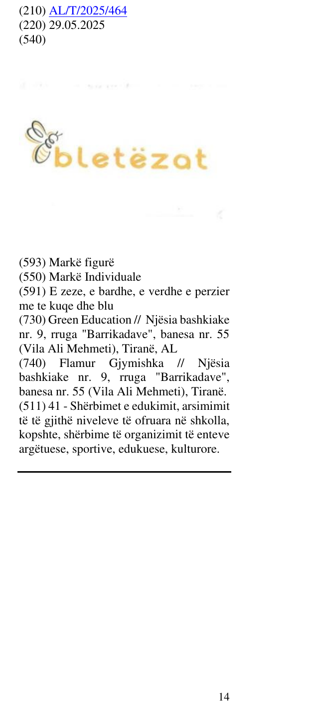 Zëri i markës Bletëzat në buletin