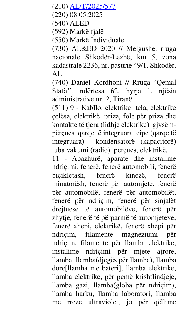 Zëri i markës ALED në buletin