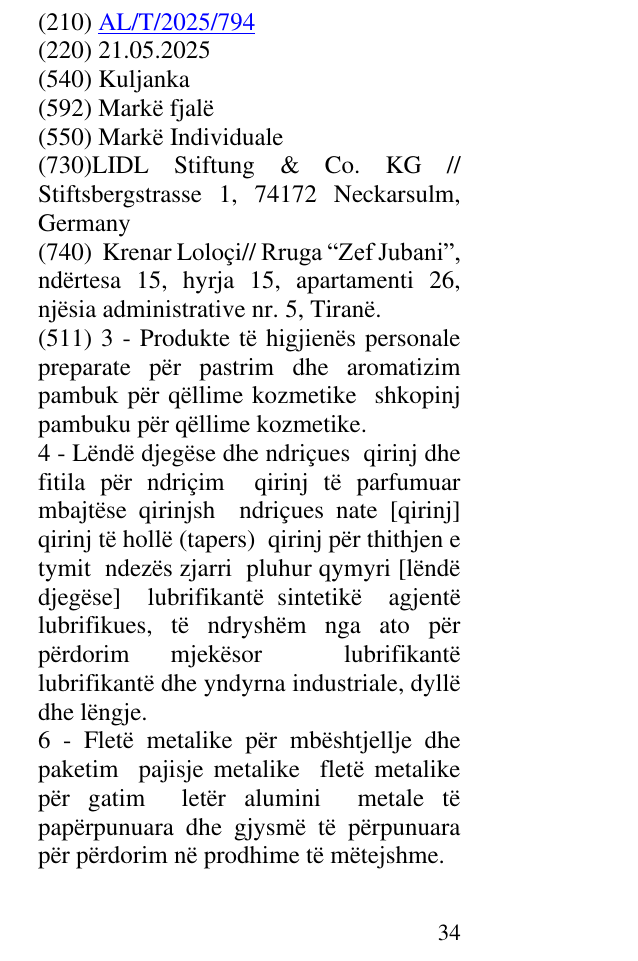 Zëri i markës Kuljanka në buletin
