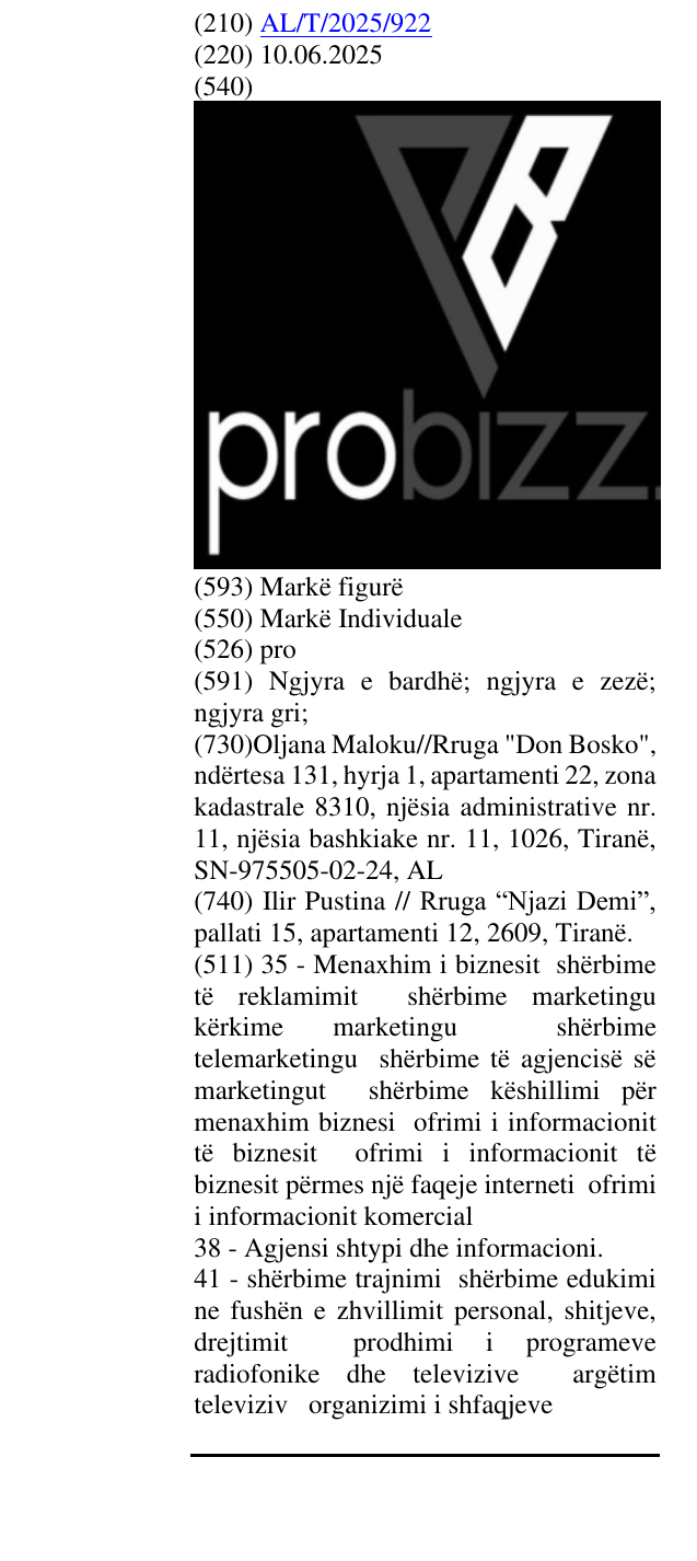 Zëri i markës pro në buletin