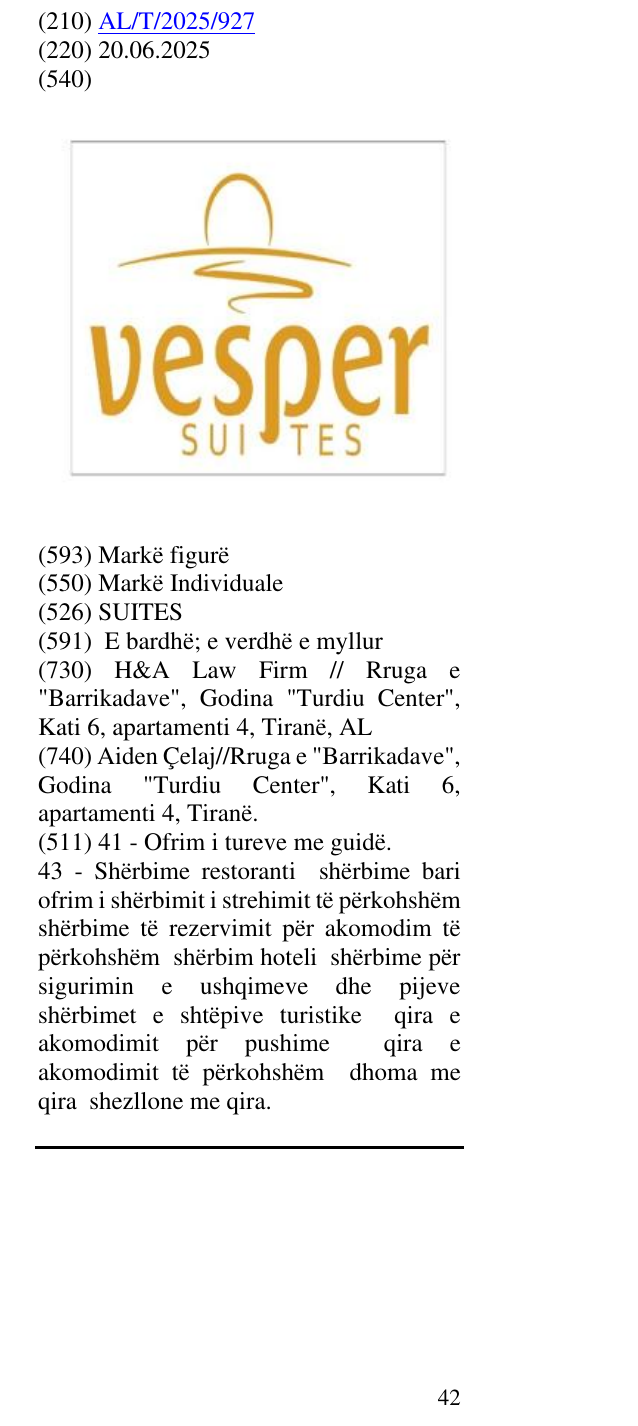 Zëri i markës SUITES në buletin
