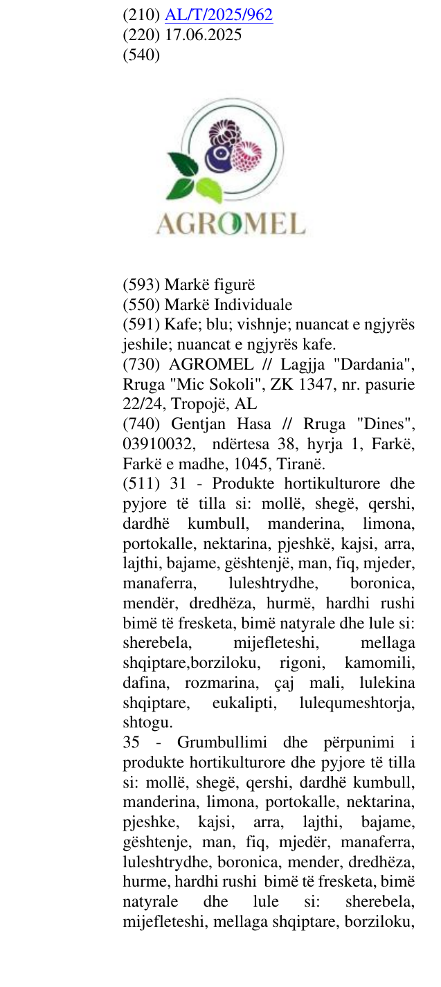 Zëri i markës AGROMEL në buletin