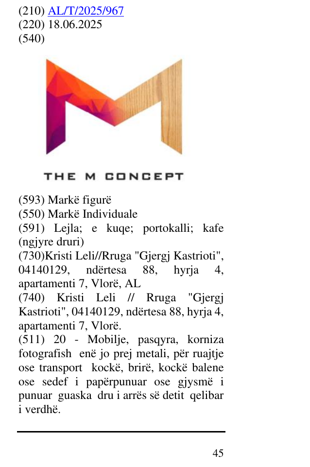 Zëri i markës THE M CONCEPT në buletin