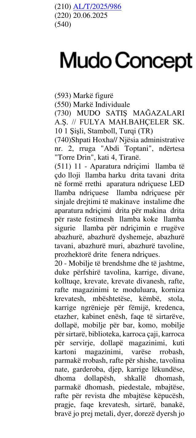 Zëri i markës Mudo Concept në buletin