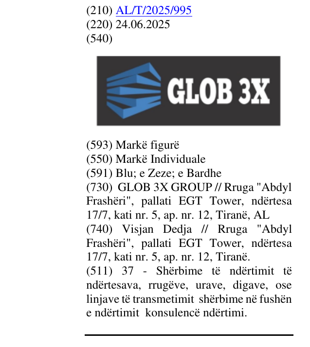 Zëri i markës GLOB 3X në buletin