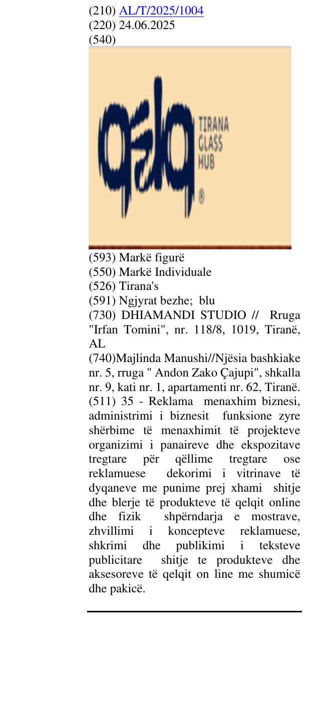 Zëri i markës Tirana's në buletin