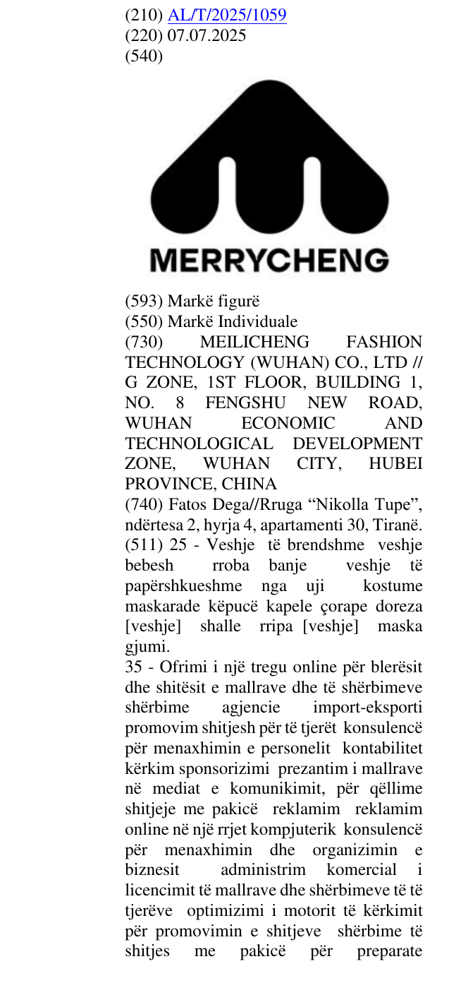 Zëri i markës MERRYCHENG në buletin