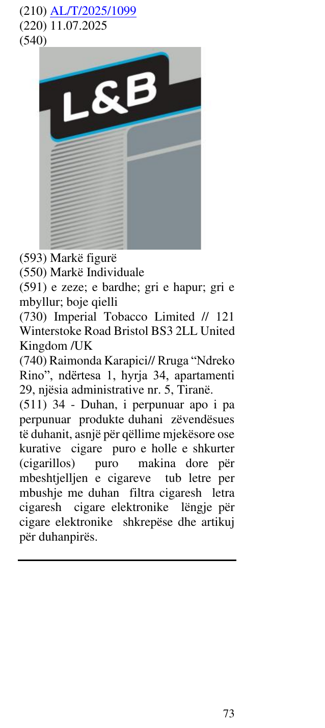 Zëri i markës L & B në buletin