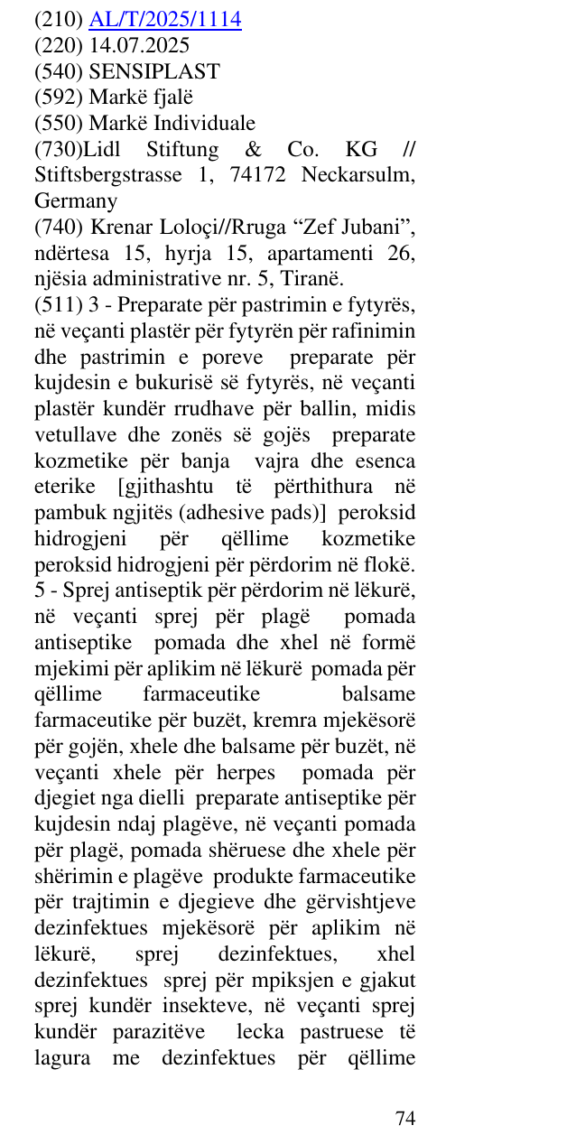 Zëri i markës SENSIPLAST në buletin