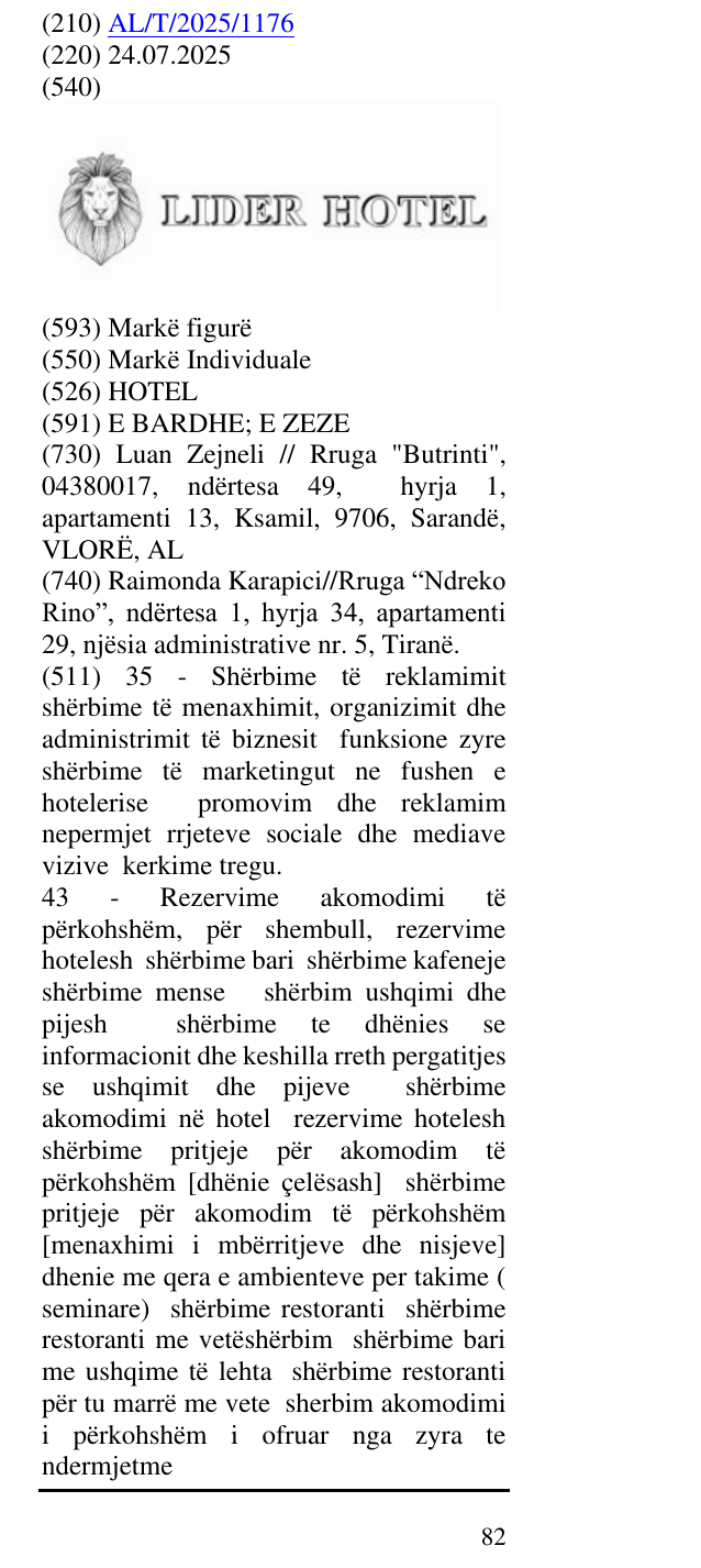 Zëri i markës HOTEL në buletin